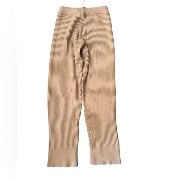Tan Ribbed Knit Pants - Picture 2 of 4